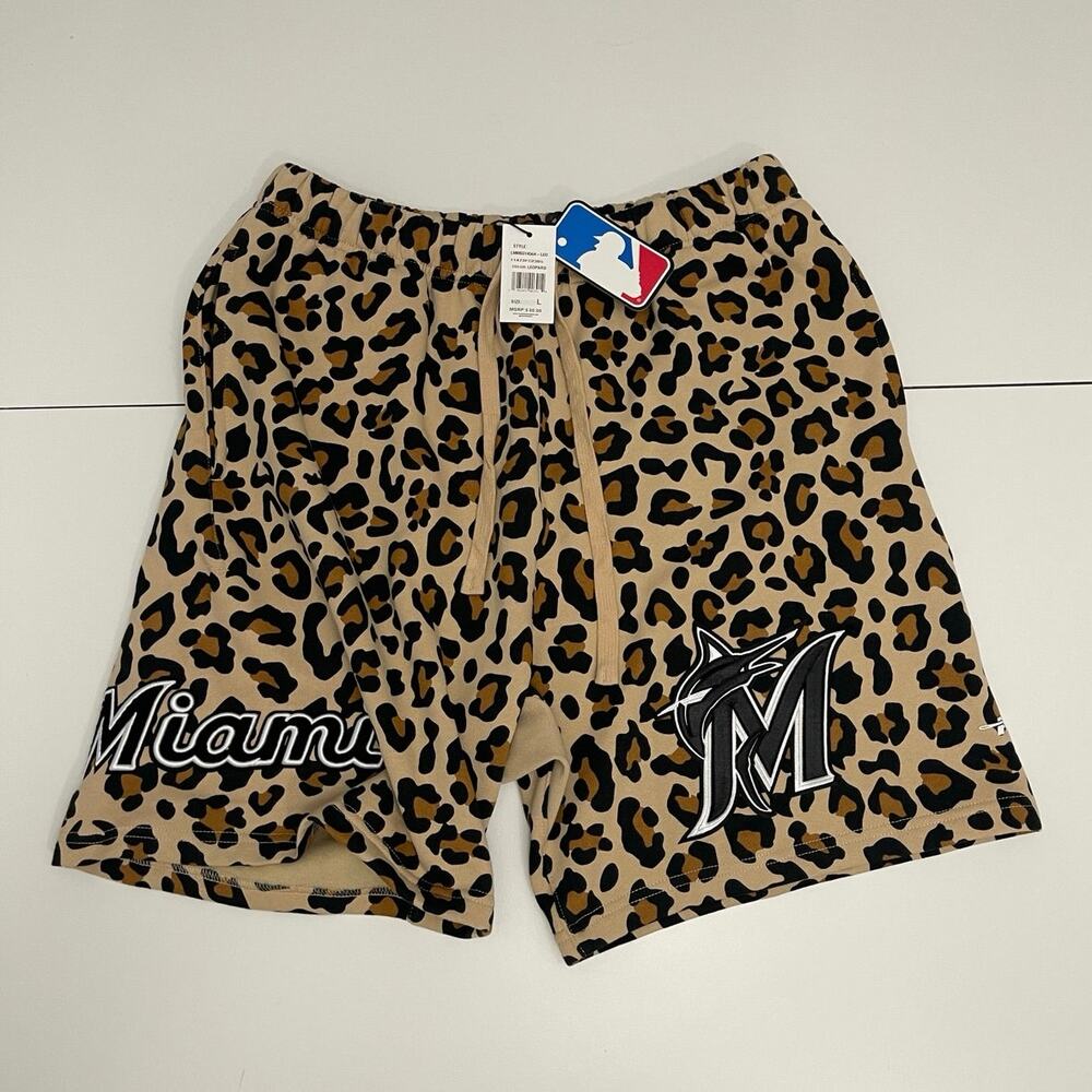 Pro Standard Miami Marlins Short Luxury Athletic Collection Leopard Mens Large